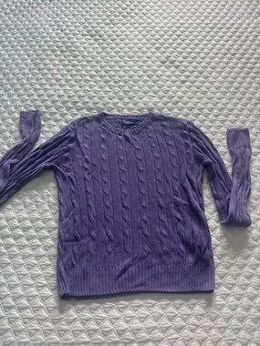 Polo by Ralph Lauren Lavender Cable-Knit Crewneck Sweater